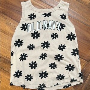 Old Navy Tan and Black Floral Tank Top